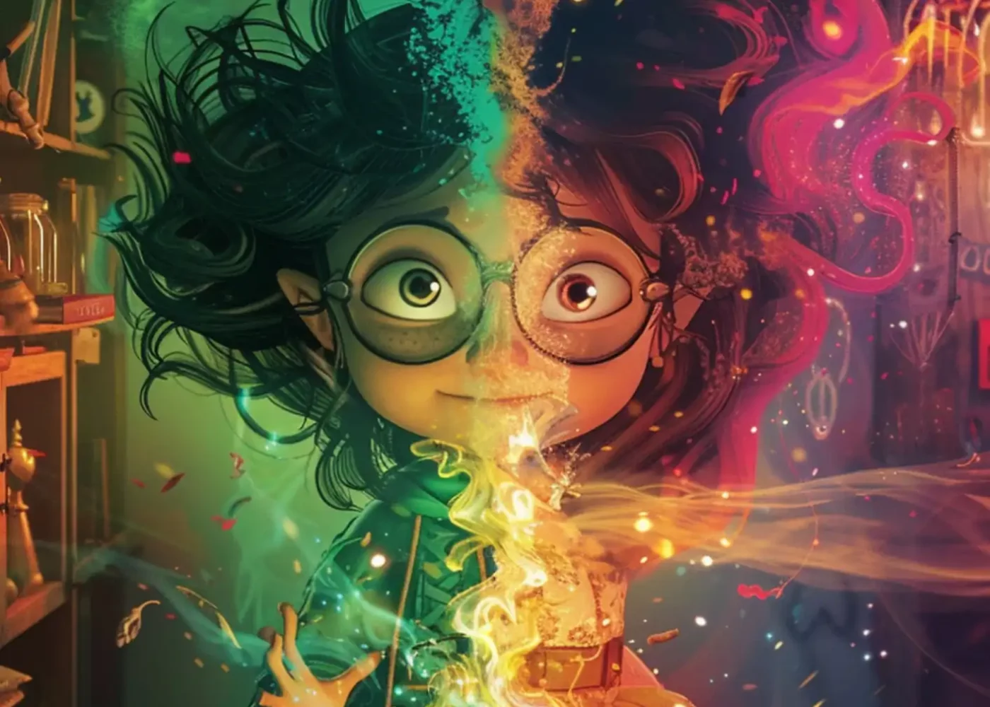 Affiche d’Abracada’brouille avec un personnage aux lunettes rondes.